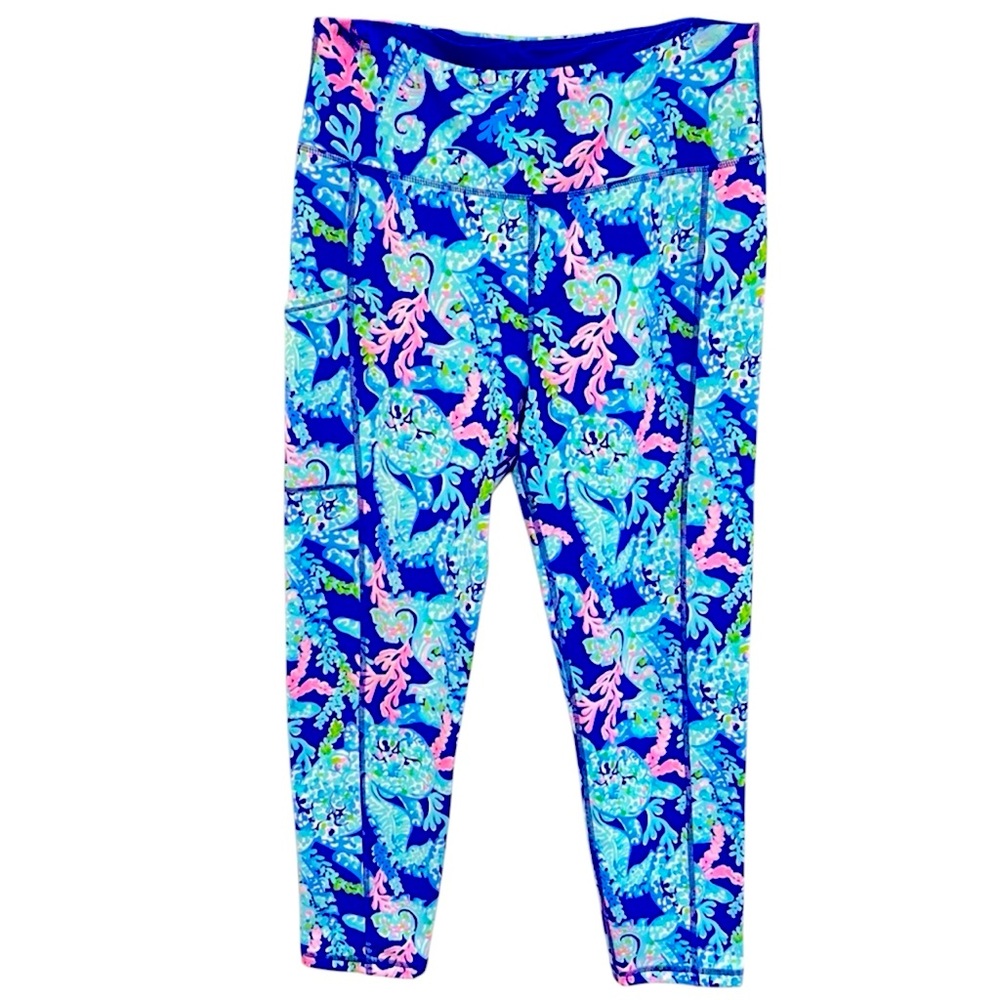 Lilly Pulitzer Weekender Legging L Turtle Villa Corsica Blue UPF 50+ Size Large